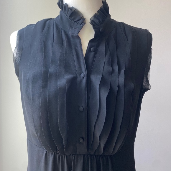 Ann Taylor LOFT Silk Chiffon Sleeveless Dress with Ruffle Collar Dress Size 6 - Picture 1 of 10